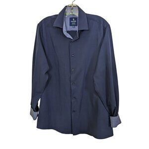 Tom Baine Performance Collection Button Up Shirt Men Large Slim Fit Long Sleeve